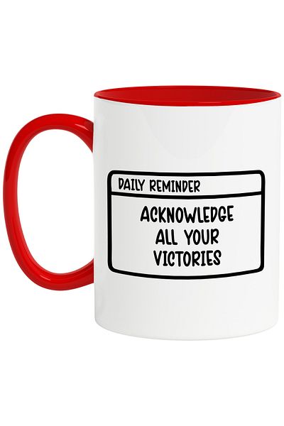 StoryGift Romania Mug with daily reminder in English "Aknowledge all your victories" - acknowledge yourself, With ,STG