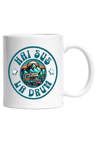 StoryGift Romania Cana hai sus la drum aventura cu caravana munte calatorie, 330ml, Ceramic cu Man, Cu ,STG