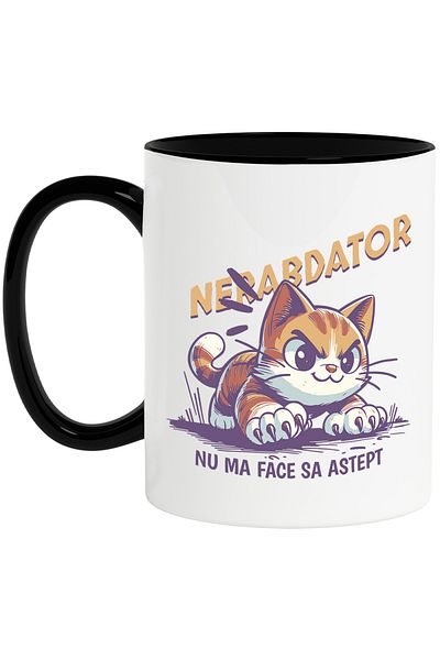 StoryGift Romania Impatient Orange Cat Mug Funny Text Don't Keep Me Waiting Cat, 330ml, With ,STG