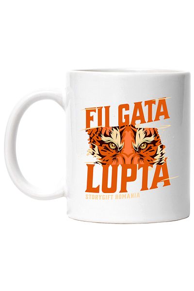 StoryGift Romania Mug tiger eyes, be ready to fight, dangerous warrior animal, 330ml, Ceram, Cu, STG
