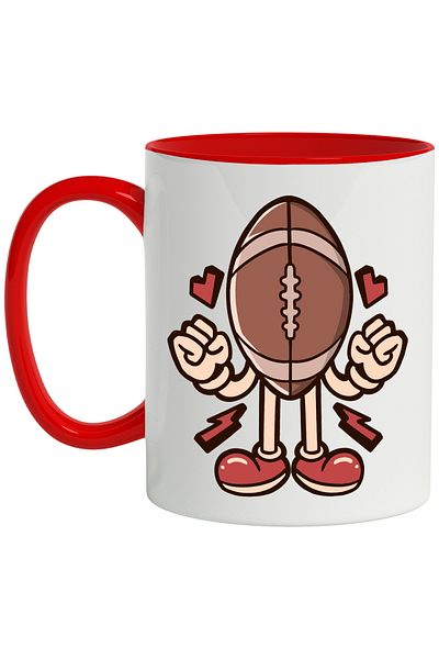 StoryGift Romania Mug With Ball, Rugby, Hearts, Lightning, Sport, Gloves, Shoes, Multicolor 330 ml,, With ,STG