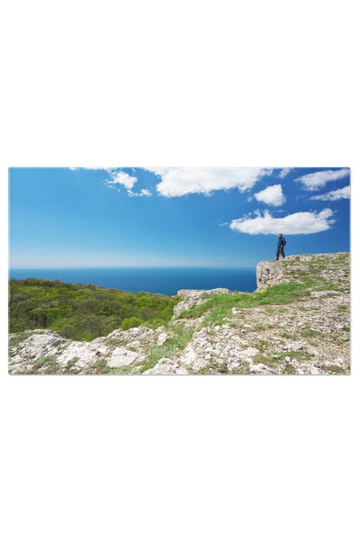 StoryGift Romania Tablou Canvas Silueta Pe Marginea Stancii La Marea, Munte, Reusita, Catarare, Sport, Natura 290