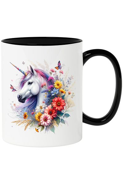 StoryGift Romania Mug with a unicorn | illustration | flowers | abstract | butterflies | nature | freedom, With ,STG