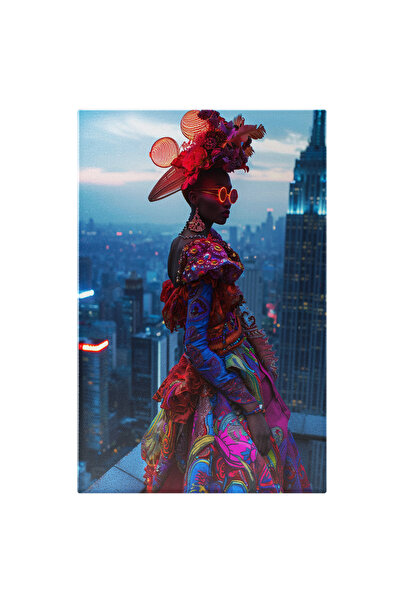StoryGift Romania Tablou Canvas: Rochie Și Pălărie Futuristică, Viu Colorate ...