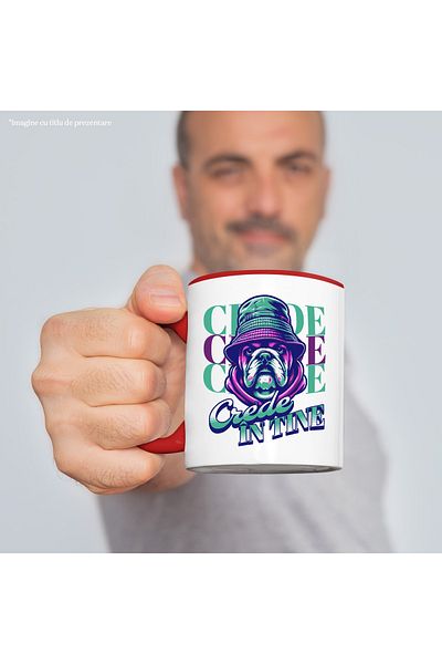 StoryGift Romania Pug Dog Mug with Basque Hat and Motivational Message BELIEVE IN YOU, 330ml, Wax, Cu, STG