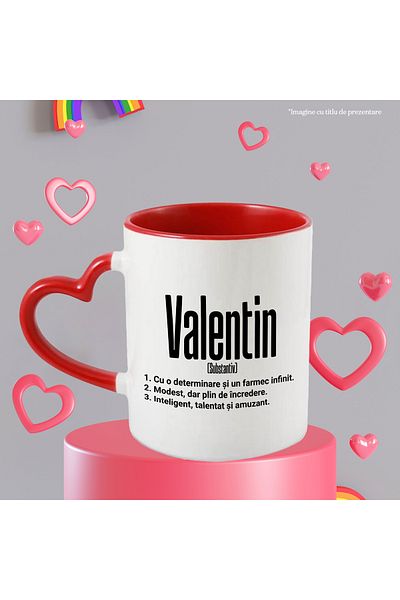 StoryGift Romania Mug With The Name Valentin, Determination, Modest, Intelligent, Funny, Personalized, With ,STG.