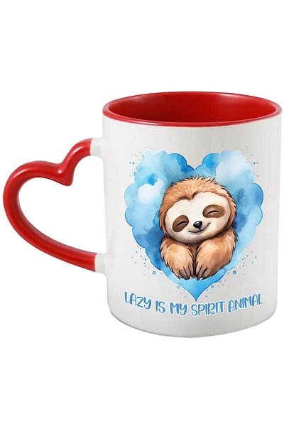 StoryGift Romania Mug with the sleeping sloth/lazy animal with the message "Lazy is my spirit animal", illus, Cu,STG