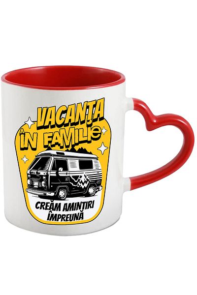 StoryGift Romania Family Vacation Mug_ Cream Memories Together, 330ml, Ceramic With Heart Handle, With ,stg