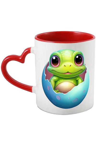 StoryGift Romania Mug with a frog coming out of a broken egg | illustration | came into the world | , With ,STG .
