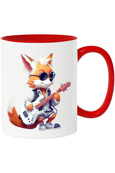 StoryGift Romania Mug with a fox playing the guitar | illustration | glasses | talent | rhythm , With ,STG