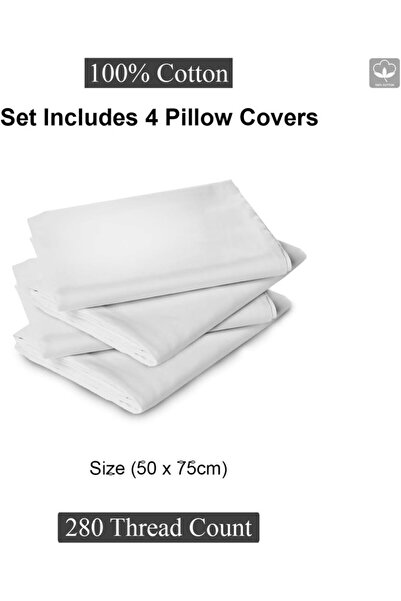 Hotel Linen Klub 4-Piece 100% Cotton Sateen Pillowcase (50x75cm) – Silky Soft Feel Like Satin, Hotel-Quality Bedding