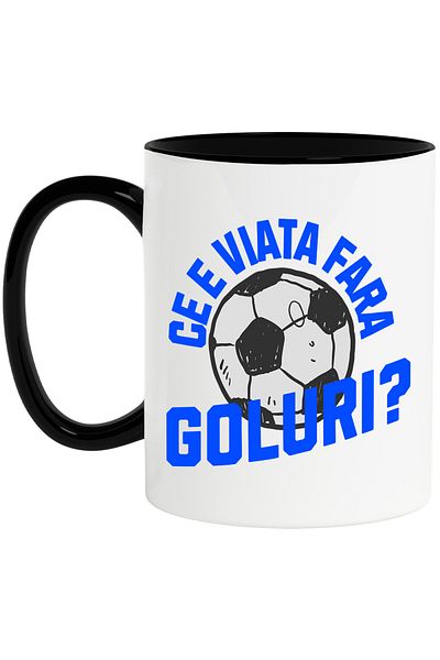 StoryGift Romania Mug with Football Ball Sport Match Game In Team text What Life Without Goals Strong, With, STG.
