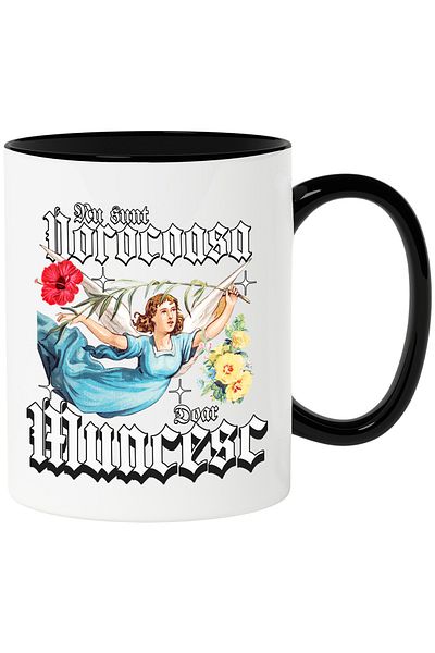 StoryGift Romania Mug Girl Angel Motivational Text I'm Not Lucky I Just Work, 330ml, Ceramic, With ,STG