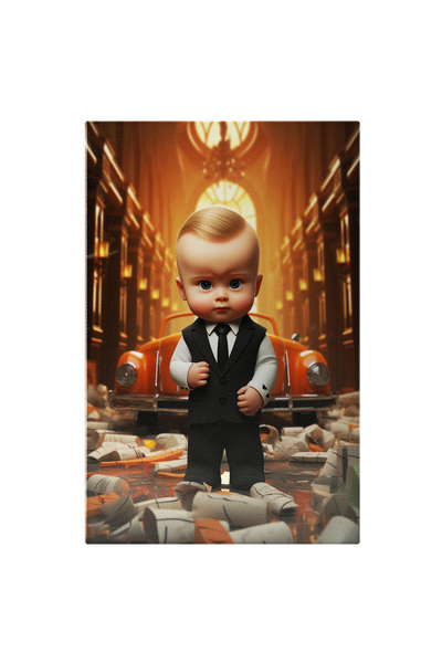 StoryGift Romania Tablou Canvas: Adorabilul Bebelus Sef Cu Masina De Epoca Po...