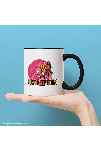 StoryGift Romania Mug With Message In English Just Keep Going, Athletics, Competition, Multicolor 330 m, With ,STG