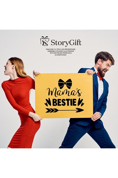 StoryGift Romania Sticker Eticheta 40CM Exterior pentru o fetita iubita enorm de mama ei cu mesajul "Mama's best