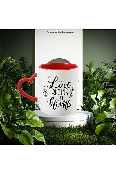 StoryGift Romania Mug with the message in English "Love begins at home" - love begins at home with Handle, With ,STG