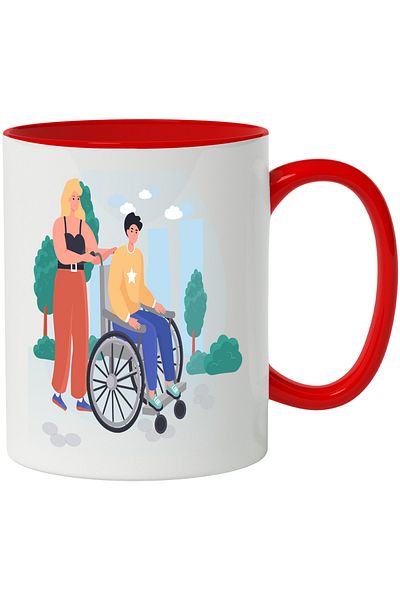 StoryGift Romania Wheelchair Mug, i, City, Walking, Multicolor 330 ml, Ceramic with, With, STG