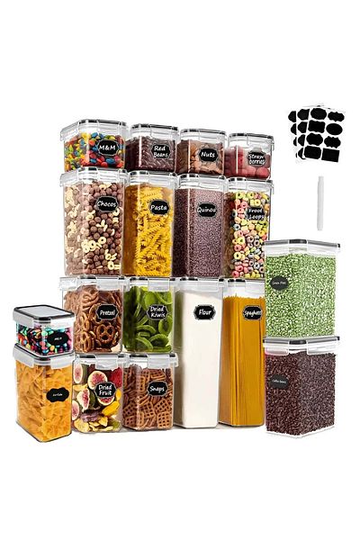Köken Set de 18 recipiente de depozitare Koken, potrivite pentru cuptorul cu microunde/mașina de spălat vase/congelator, etanșe, plastic fără BPA