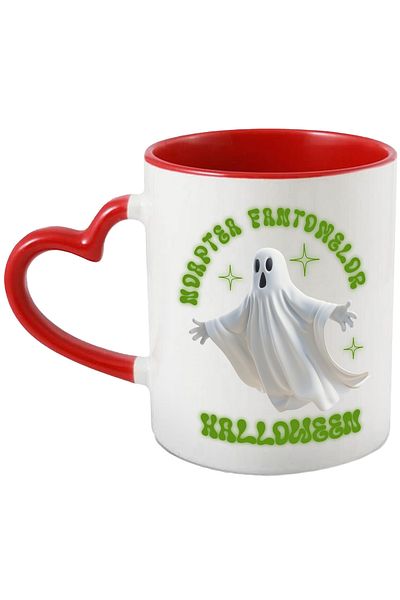 StoryGift Romania H4ALLowen Ghost Night Mug Ghost Fear, 330ml, Ceramic with Heart Handle, With,STG