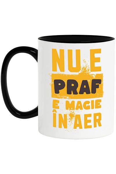 StoryGift Romania Constructi Message Mug It's not dust, there's magic in the air, 330ml, Ceramic with Black Handle, With M,STG