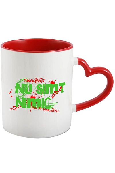 StoryGift Romania Graffiti Text Mug I DON'T FEEL ANYTHING, 330ml, Ceramic with Red Heart Handle, With Heart Handle, STG