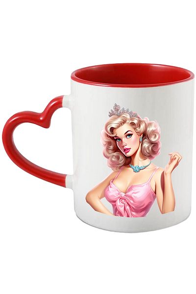 StoryGift Romania Mug with a beautiful woman | | illustration | dress | pink | crown | surp, With ,STG