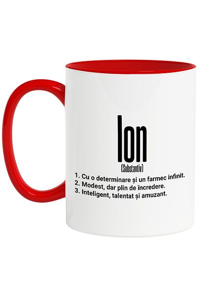 StoryGift Romania Mug With Name Ion, Determination, Modest, Intelligent, Funny, Personalized, Gift, With ,STG