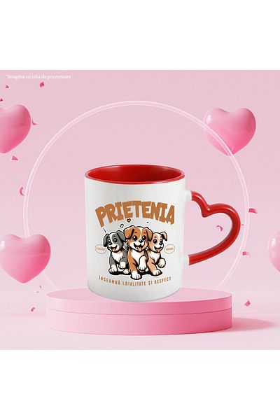 StoryGift Romania Mug Three happy dogs text FRIENDSHIP MEANS LOYALTY, 330ml, Ceramic with , With ,STG