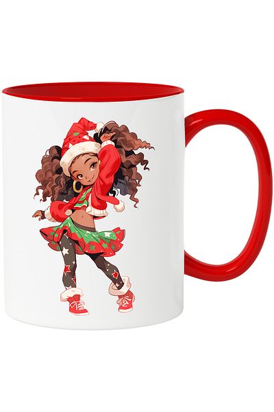 StoryGift Romania Mug with a cute little girl wearing Christmas-themed clothing | Christmas, With, STG