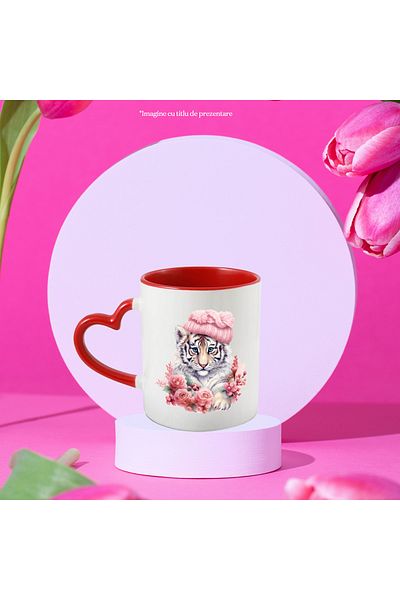 StoryGift Romania Mug with a tiger cub in a hat | illustration | popcorn | nature | cold | ro, With
