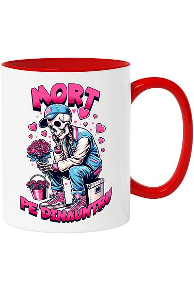 StoryGift Romania Valentine's Day Sad Human Skeleton Broken Heart Mug, 330ml, Ceramic with Handles, With ,STG