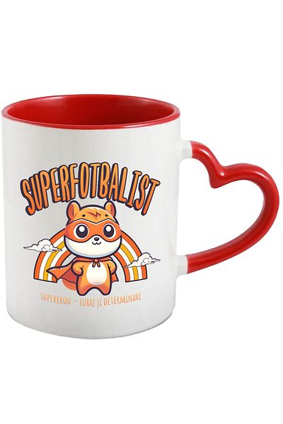 StoryGift Romania Super Footballer Mug Superhero, Courage and Determination, 330ml, Ceramic with Handle I, With,STG