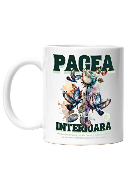 StoryGift Romania Inner Peace Mug, 330ml, Ceramic with White Handle, With Whi...