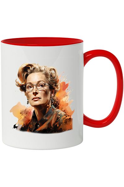StoryGift Romania Mug With Meryl Streep, Actress, Celebrity, Glasses, Multicolor 330 ml, Ceramic, With ,STG
