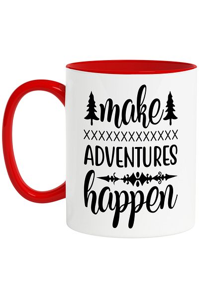 StoryGift Romania Mug with fir trees and the message "Make adventures happen" - make adventures happen, With ,STG