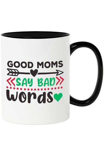 StoryGift Romania Mug with hearts and the text "Good moms say bad words", With ,STG.