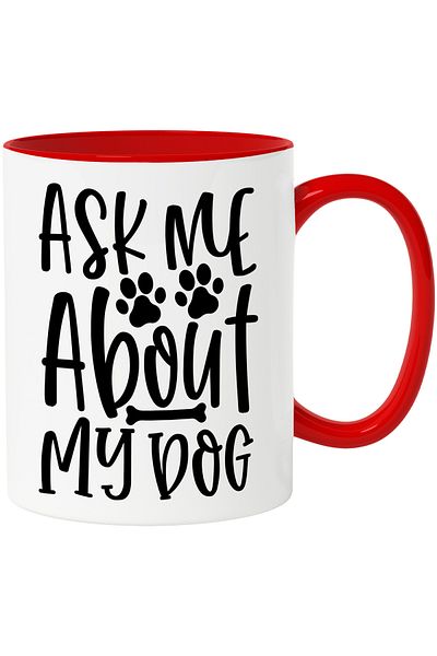 StoryGift Romania Mug with the text in English "Ask me about my dog" - ask me about my dog, With ,STG