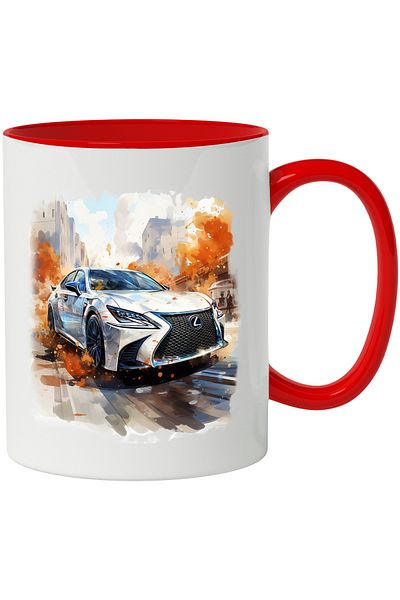 StoryGift Romania Car Mug, Lexus, City, Blocks, Autumn, Trees, Multicolor 330 ml, Ceramic, With ,STG