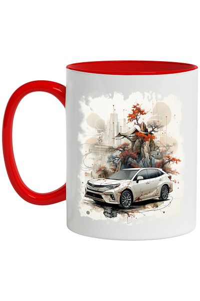 StoryGift Romania Mug With Car, Rocks, Mountain, Trees, Asian, Multicolor 330 ml, Ceramic with M, With ,STG