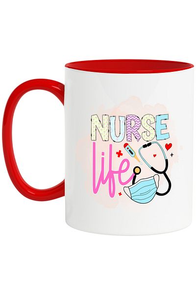 StoryGift Romania Mug with the message "Nurse life", profession, illustration, work, dedication, passion, vi, With ,STG