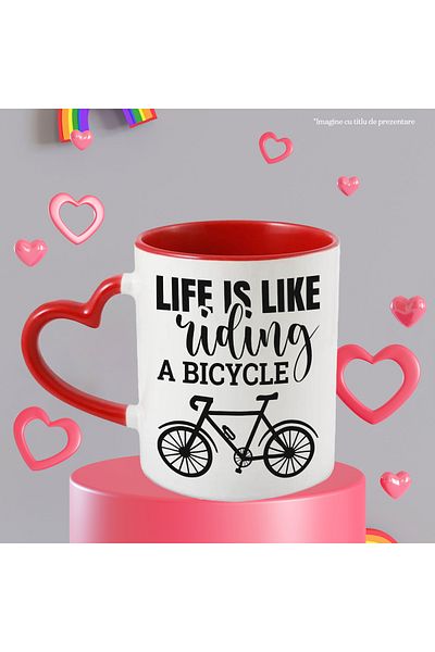 StoryGift Romania Mug with a bicycle for cycling enthusiasts with a message in English with Handle In, With, STG