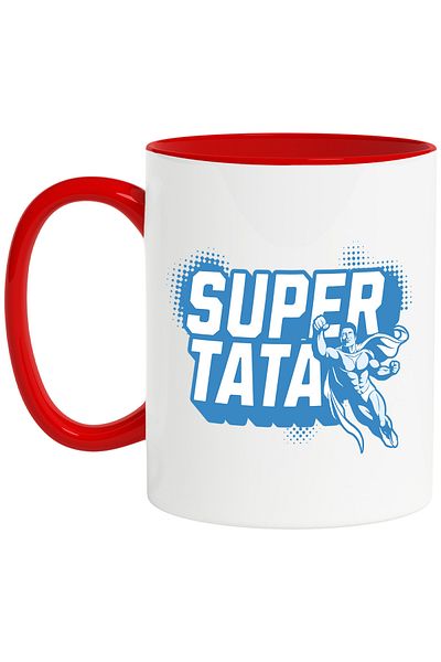 StoryGift Romania SuperTATA Mug, 330ml, Ceramic with Red Handle, With Red Handle STG ,STG ,STG
