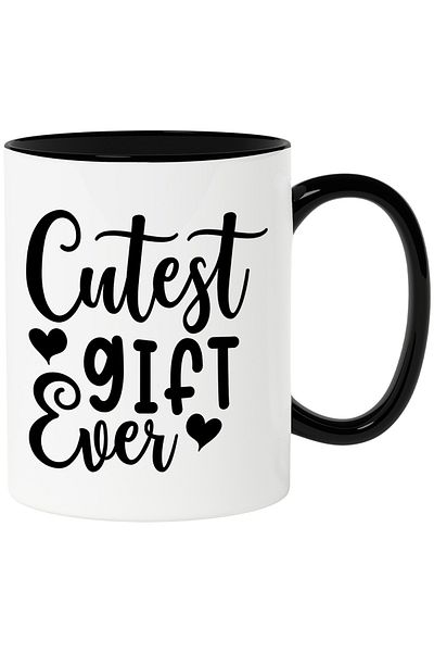 StoryGift Romania Mug with hearts and the text in English "Cutest gift ever" - the cutest gift, With ,STG