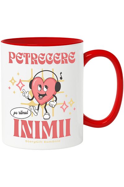 StoryGift Romania Mug Party to the rhythm of the heart of fun lovers, 330ml, Ceramic with Handle, With ,STG