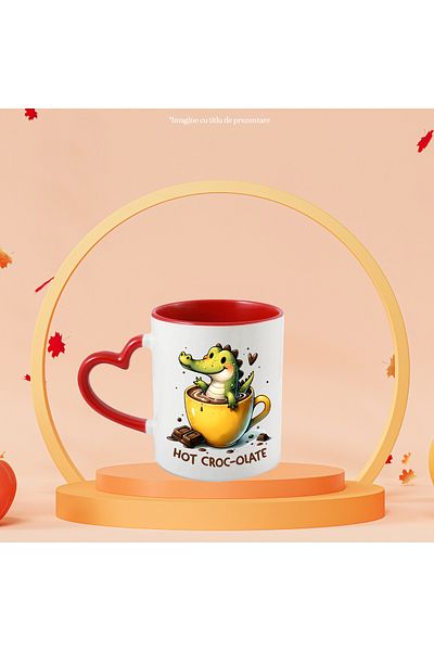 StoryGift Romania Mug with a little crocodile bathing in a cup of hot chocolate with m, Cu,STG