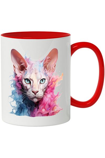 StoryGift Romania Cat Head Mug, Sphynx, Abstract, Paint, Illustration, Multicolor 330 ml, , With ,STG