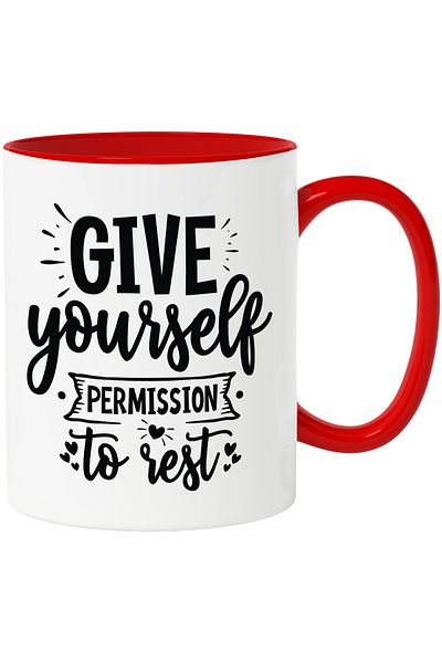 StoryGift Romania Mug with hearts and a message that encourages you to allow yourself to rest - re, With ,STG.