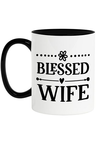 StoryGift Romania Mug with heart and the text in English "Blessed wife" - blessed wife love, With ,STG