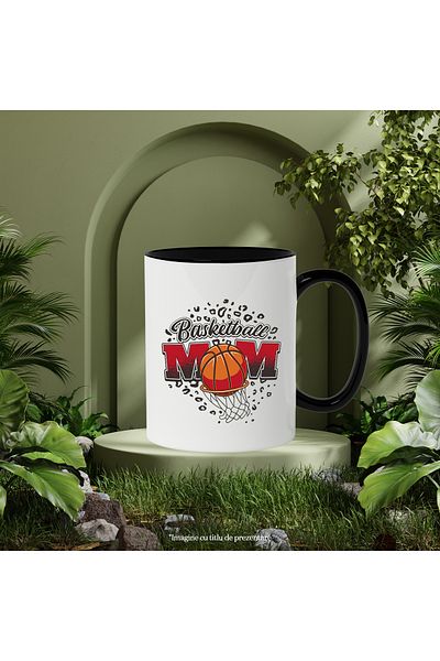 StoryGift Romania Mug With Message In English Basketball Mom, Ball, Sport, Basket, Multicolor 330 ml, C, Cu